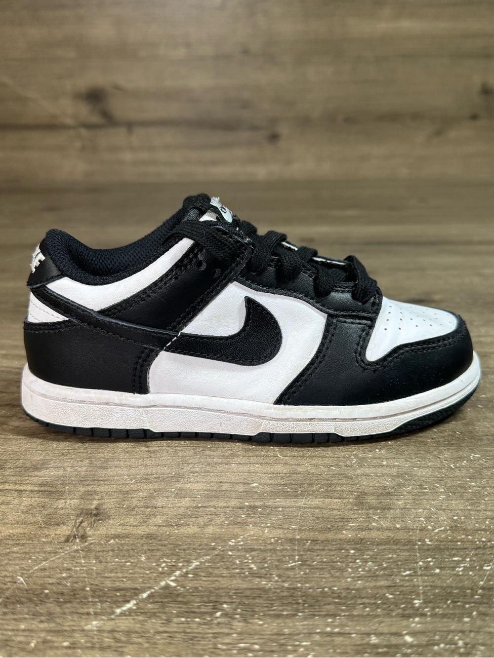 Nike Dunk Low Panda PS Kids 12C Black White Leather Sneakers CW1588-100